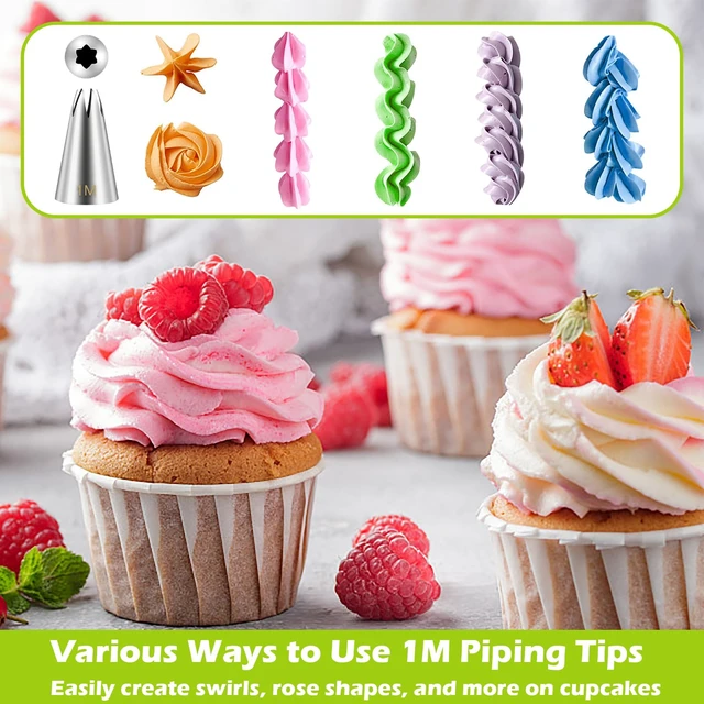 Alt view image 3 of 6 - 1M Piping Tips Set, 5-Piece Large Star Cake Decorating Tips | 5 Matching 1M Large Star Tips for Swirls, Rosettes, Shells and Borders on Cakes, Cupcakes and Cookies