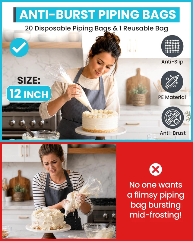 Alt view image 5 of 7 - 74PCs Icing Piping Bags and Tips Set, Cake Decorating Kit with 48-Numbered Piping Tips, 12inch Anti Burst Pastry Bags, Booklet, E-book & Complete Video Course for Cookie Cupcake Cake Decoration