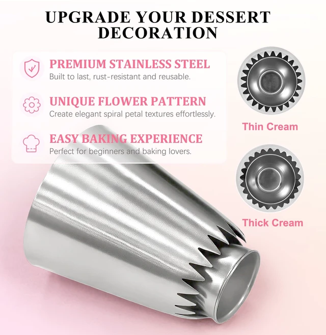 Alt view image 3 of 7 - 4 PCS Large Piping Tips Set - Grade Stainless Steel Big Piping Nozzles Kit for Pastry Cupcakes Cakes Cookies Decorating Supplies Baking Set #1