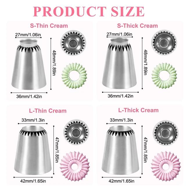 Alt view image 2 of 7 - 4 PCS Large Piping Tips Set - Grade Stainless Steel Big Piping Nozzles Kit for Pastry Cupcakes Cakes Cookies Decorating Supplies Baking Set #1