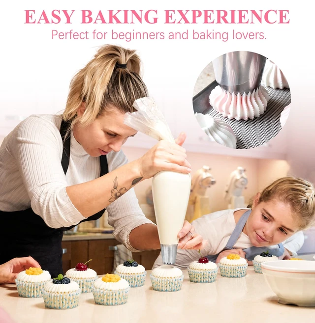 Alt view image 4 of 7 - 4 PCS Large Piping Tips Set - Grade Stainless Steel Big Piping Nozzles Kit for Pastry Cupcakes Cakes Cookies Decorating Supplies Baking Set #1
