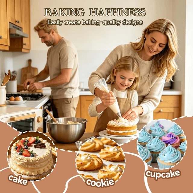 Alt view image 5 of 7 - 8Pcs Large Piping Tips Set, 304 Stainless Steel Cake Piping Tips, Pastry Frosting Icing Tips for Decorating Cookies, Cupcakes & Birthday Cake, Dishwasher Safe