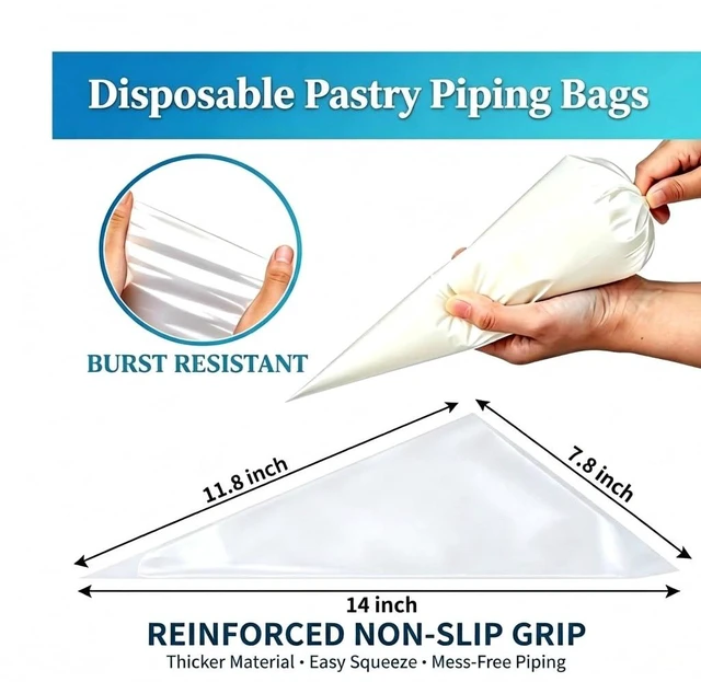 Alt view image 3 of 7 - 28PCS Large Piping Tips Kit with 4 Jumbo Frosting Nozzles | 20 Disposable Bags, Includes Ties & Brush, For Churros & Eclairs, For Cupcakes & Macarons, 18in Bags