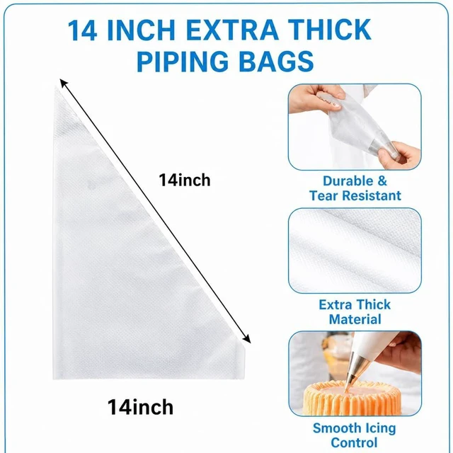 Alt view image 4 of 7 - 28PCS Large Piping Tips Kit with 4 Jumbo Frosting Nozzles | 20 Disposable Bags, Includes Ties & Brush, For Churros & Eclairs, For Cupcakes & Macarons, 18in Bags