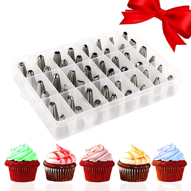 Main image of 48-Piece Numbered Piping Tips, Cookie Icing Tips, Cookie Decorating Kit, Cake Decorating Tips for Cupcakes Cookies, Cake Supply Master Decorating Tip Set