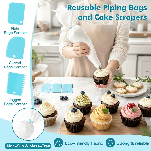 Alt view image 4 of 7 - 8PCS Large Piping Tips Set, Piping Bags and Tips Set, 304 Stainless Steel Cake Decorating Tips with Reusable Piping Bag, Cake Decorating Kit for Cookie, Cupcake, Cake Decoration