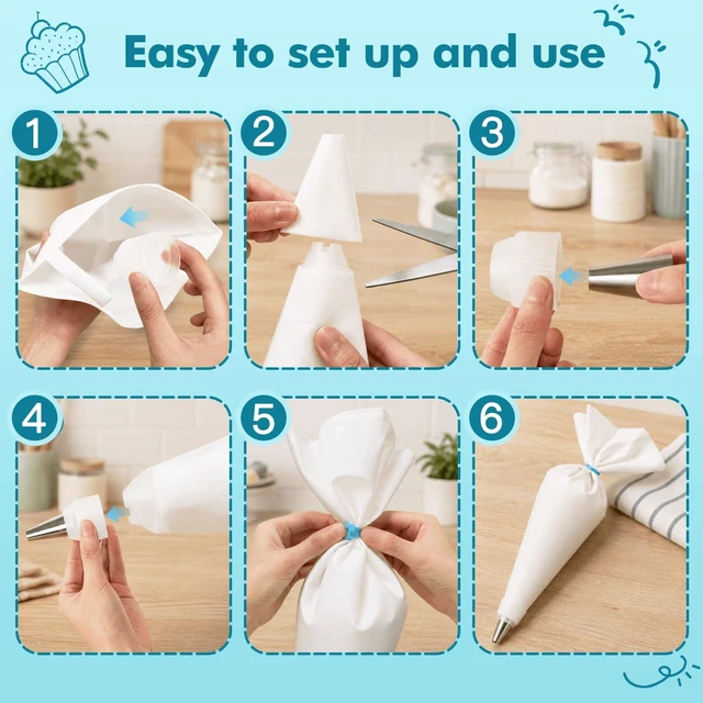 Alt view image 6 of 7 - 8PCS Large Piping Tips Set, Piping Bags and Tips Set, 304 Stainless Steel Cake Decorating Tips with Reusable Piping Bag, Cake Decorating Kit for Cookie, Cupcake, Cake Decoration