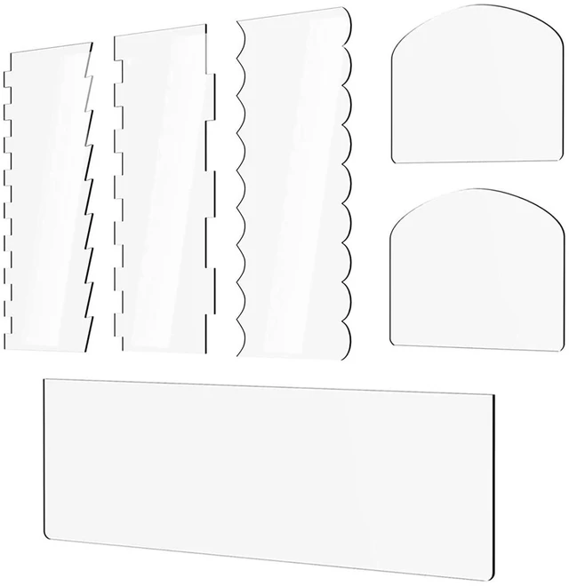 Main image of 6 Pieces Clear Acrylic Cake Scraper Cake Decorating Comb Cake Edge Smoother Scraper Pastry Cutter