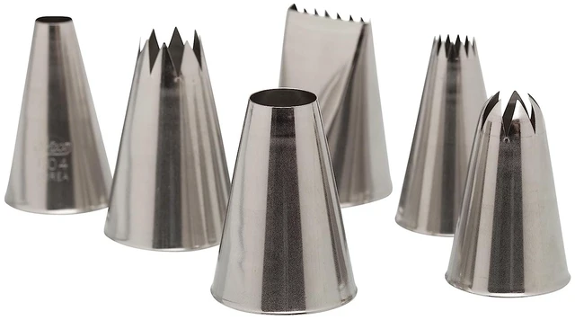 Main image of 6 Piece Decorating Tube Set, Includes Stainless Steel Tips: 804, 808, 827, 864, 846, 898