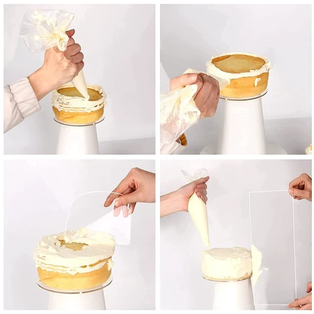 Alt view image 4 of 7 - 6 Pieces Clear Acrylic Cake Scraper Cake Decorating Comb Cake Edge Smoother Scraper Pastry Cutter