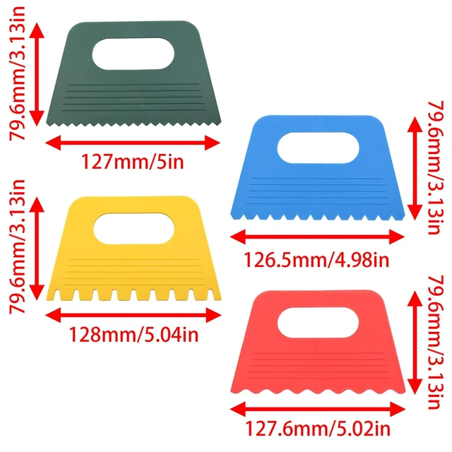 Alt view image 5 of 7 - 7 Piece Plastic Paint Scraper Tool Set for Texture Art | Color Coded Shapes; Flexible Polypropylene; Palette Knife Edges; Hanging Hole Storage; for Paint, Clay, Plaster and Cream