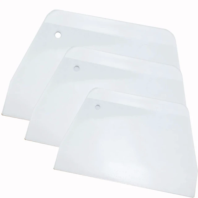 Main image of 3 Piece Plastic Dough Scraper, Food Grade Trapezoidal Bread Scraper Bowl Scraper Set Multipurpose Kitchen Food Scraper for Bread Cake Fondant Icing Cream Pizza Making Size L M S