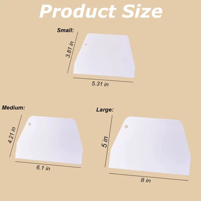 Alt view image 2 of 7 - 3 Piece Plastic Dough Scraper, Food Grade Trapezoidal Bread Scraper Bowl Scraper Set Multipurpose Kitchen Food Scraper for Bread Cake Fondant Icing Cream Pizza Making Size L M S