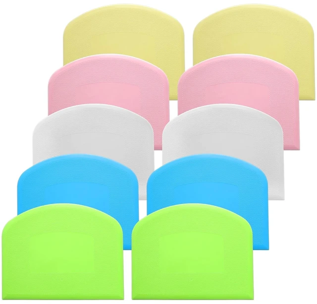 Main image of 10 Pcs Plastic Bench Scraper for Baking - Bowl Dough Scraper for Bread Cutter - Multifunctional Kitchen food Scrapers Tool with Curved Edge, Cake Baking, Fondant Icing Smoother