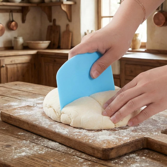 Alt view image 7 of 7 - 10 Pcs Plastic Bench Scraper for Baking - Bowl Dough Scraper for Bread Cutter - Multifunctional Kitchen food Scrapers Tool with Curved Edge, Cake Baking, Fondant Icing Smoother