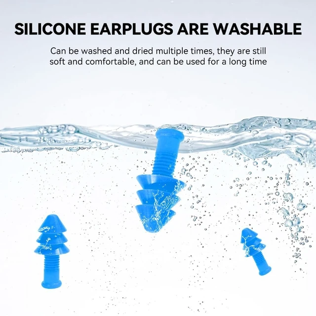 Alt view image 3 of 6 - Ear Plugs for Sleeping - 10 Pairs Reusable Silicone Ear Plugs | NRR 26 dB,Waterproof and washable,suitable for noisy environments,swimming, showering,work, and study.Send a portable box.