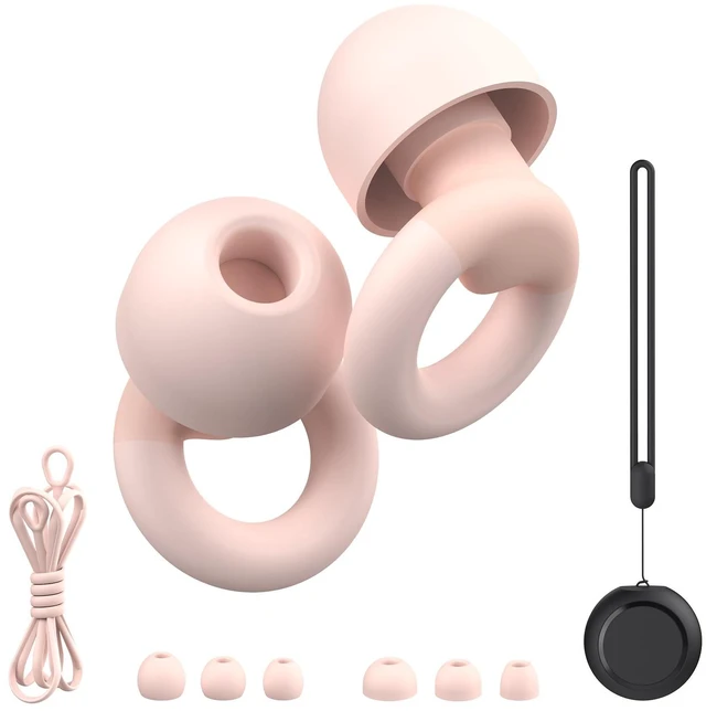 Main image of Earplugs for Sleeping,Noise Reduction Soft Silicone Ear Plugs with 7 Pairs Ear Tips&One Connection Cord,Hearing Protection Reusable Earplugs for Sleeping,Concert, Work&Sound Reduction 25dB-30db