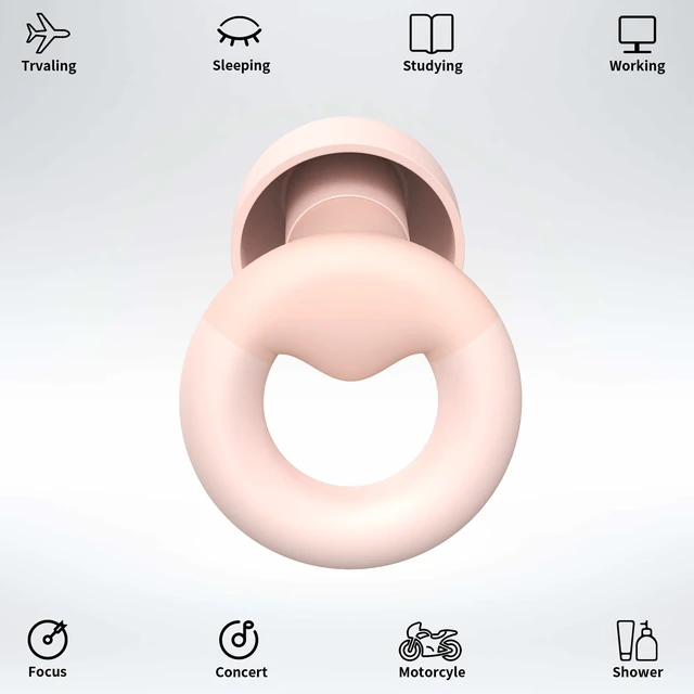 Alt view image 2 of 7 - Earplugs for Sleeping,Noise Reduction Soft Silicone Ear Plugs with 7 Pairs Ear Tips&One Connection Cord,Hearing Protection Reusable Earplugs for Sleeping,Concert, Work&Sound Reduction 25dB-30db