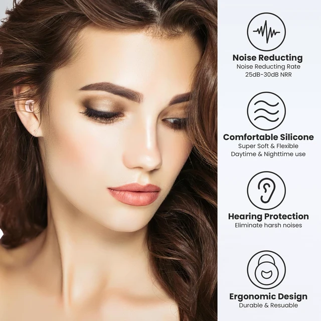 Alt view image 4 of 7 - Earplugs for Sleeping,Noise Reduction Soft Silicone Ear Plugs with 7 Pairs Ear Tips&One Connection Cord,Hearing Protection Reusable Earplugs for Sleeping,Concert, Work&Sound Reduction 25dB-30db