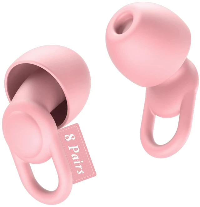 Main image of Silicone Reusable Soft Comfortable Earplugs for Sleeping, Flights & Noise Sensitivity - 16 Ear Tips in XS/S/M/L, with 2 Travel Boxes - 33dB Noise Cancelling (Pink)