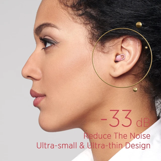 Alt view image 2 of 7 - Silicone Reusable Soft Comfortable Earplugs for Sleeping, Flights & Noise Sensitivity - 16 Ear Tips in XS/S/M/L, with 2 Travel Boxes - 33dB Noise Cancelling (Pink)