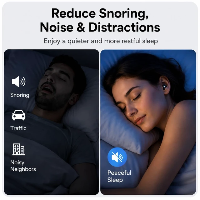 Alt view image 2 of 7 - 48dB Ear Plugs for Sleeping, Silicone Earplugs for Snoring & Side Sleepers, Acoustic Filter, 8 Eartips, Reusable Design for Sleep, Travel, Concerts & FocusBlack