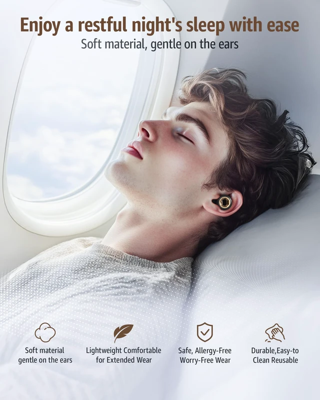 Alt view image 5 of 7 - Ear Plugs for Sleeping: Noise Cancelling,60DB & 8 Eartips,Ultra-Soft | Ear Plugs for Noise Reduction, Reusable Sleeping Earplugs for Snoring, Concert & Swimming Ear Protection, Side Sleepers