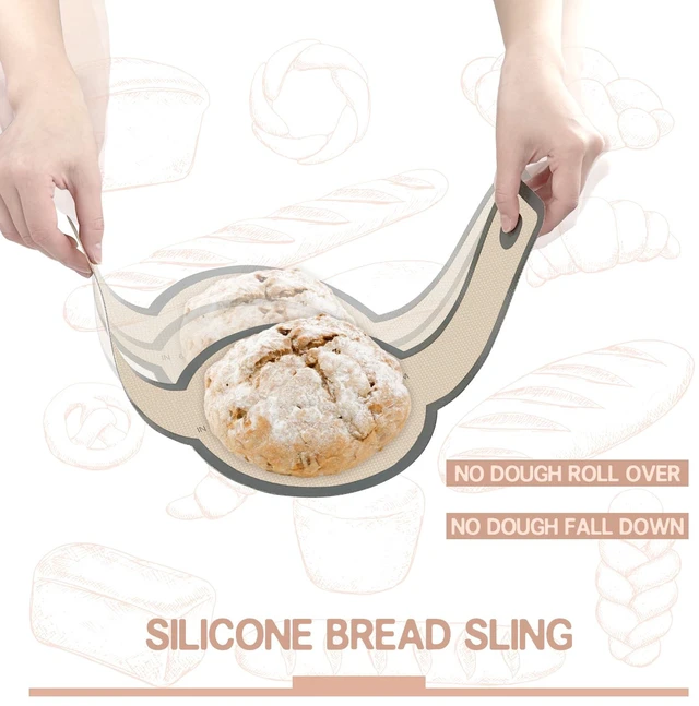 Alt view image 4 of 7 - Silicone Bread Sling, Nonstick & Easy to Clean, 2 PCS | Oval and Round, Gray, Reusable, Baking Mats, Sourdough Supplies & Tools