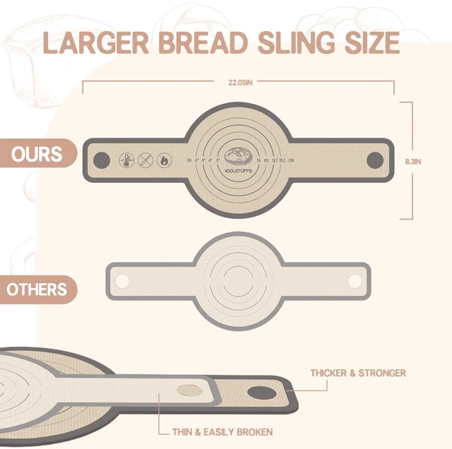Alt view image 6 of 7 - Silicone Bread Sling, Nonstick & Easy to Clean, 2 PCS | Oval and Round, Gray, Reusable, Baking Mats, Sourdough Supplies & Tools