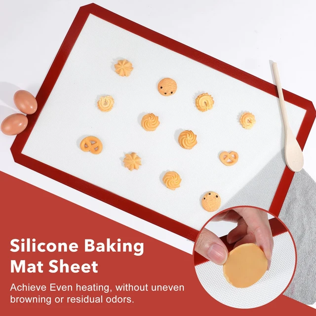 Alt view image 4 of 7 - 2 Pack Silicone Baking Mats, 16" x 24" Full Sheet Non-Stick Cookie Sheets Oven Safe Non-Stick Silicone Baking Sheet Liner for Macarons Cookies Cakes