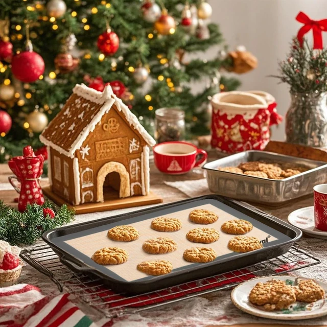 Alt view image 2 of 7 - 4 Pcs Silicone Baking Mat, Non-Stick, Reusable, Easy Cleanup | 480 Heat Resistant, Food Safe Silicone Mats for Baking Cookies, Macarons, Vegetables(Grey)