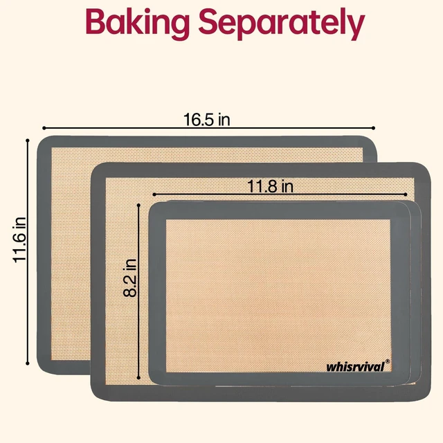 Alt view image 3 of 7 - 4 Pcs Silicone Baking Mat, Non-Stick, Reusable, Easy Cleanup | 480 Heat Resistant, Food Safe Silicone Mats for Baking Cookies, Macarons, Vegetables(Grey)