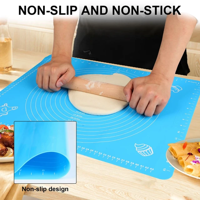 Alt view image 2 of 6 - Silicone Baking Mat, Extra Thick Large Non Stick Pastry Mat Sheet for Dough Pie Crust Rolling Mats (Blue, L-16''(W)*24''(L))