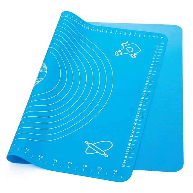 Alt view image 6 of 6 - Silicone Baking Mat, Extra Thick Large Non Stick Pastry Mat Sheet for Dough Pie Crust Rolling Mats (Blue, L-16''(W)*24''(L))