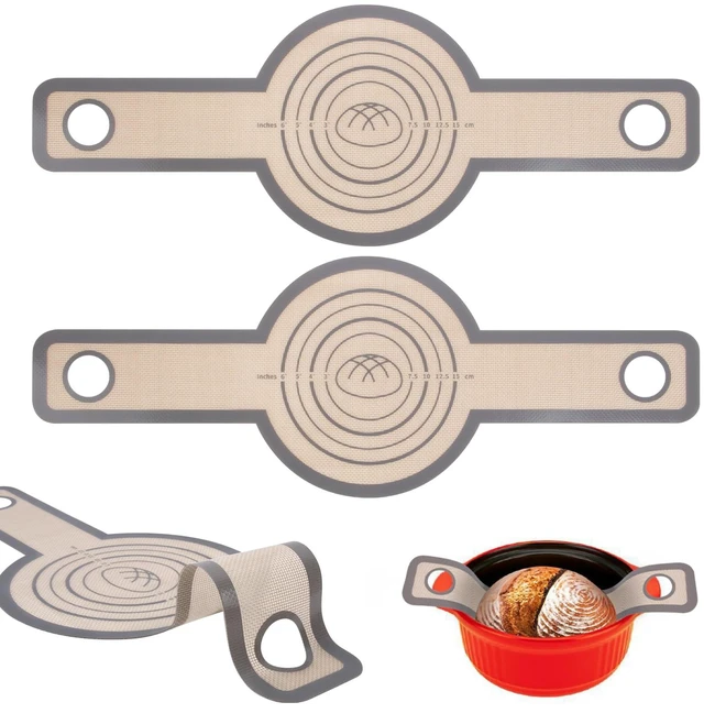 Main image of Silicone Bread Sling for Dutch Oven 2 Pcs, Reusable Silicone Bread Baking Mat With Extra Long Handles Non-Stick & Easy to Clean for Transfer Sourdough, Round