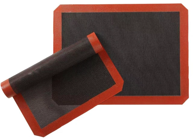Main image of Silicone Baking Mat with Microperforated,Non Slip Reusable Eclair perforated Baking Sheets,Oven Liner for Oven, Cookie Tray, Pizza Mat, Heat Resistant,16.5 * 11.6 inch (2, Red)