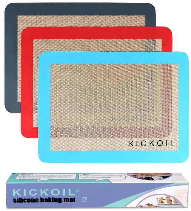 Main image of Silicone Baking Mats Set of 3, Non-Stick Reusable BPA-Free Oven Liners | Non Slip Silicone Baking Sheet for Cookies, Macarons, Bread and Pastry, Dishwasher Safe, 11.6'' x 8.5''(Quarter)