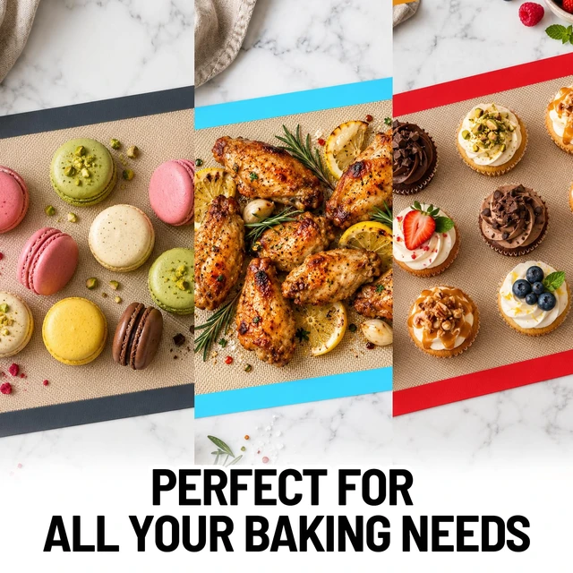 Alt view image 6 of 6 - Silicone Baking Mats Set of 3, Non-Stick Reusable BPA-Free Oven Liners | Non Slip Silicone Baking Sheet for Cookies, Macarons, Bread and Pastry, Dishwasher Safe, 11.6'' x 8.5''(Quarter)