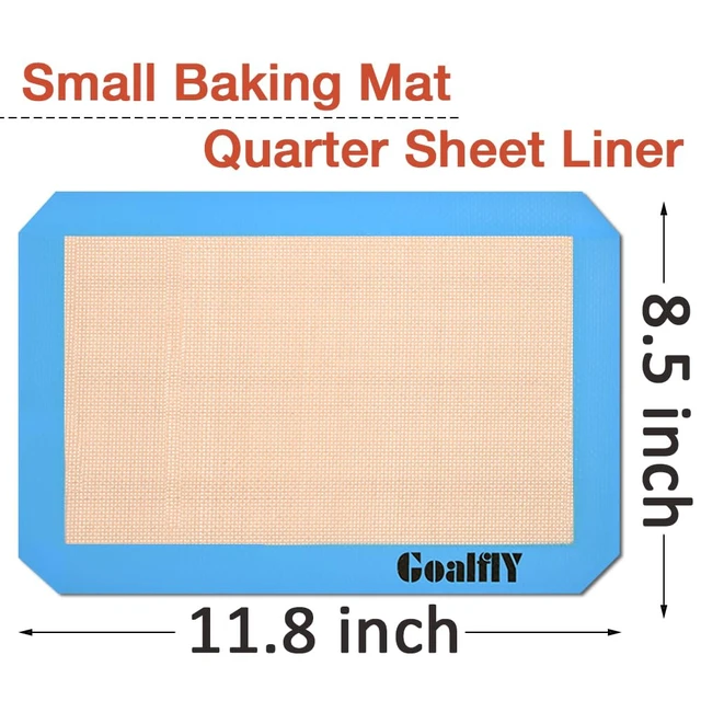 Alt view image 2 of 6 - Small Silicone Baking Mat, Quarter Sheet (11.8 x 8.5 In), 3 Pack | Non-stick, Heat-resistant, Reusable, For Oven, Toaster, Baking Pan, Air Fryer