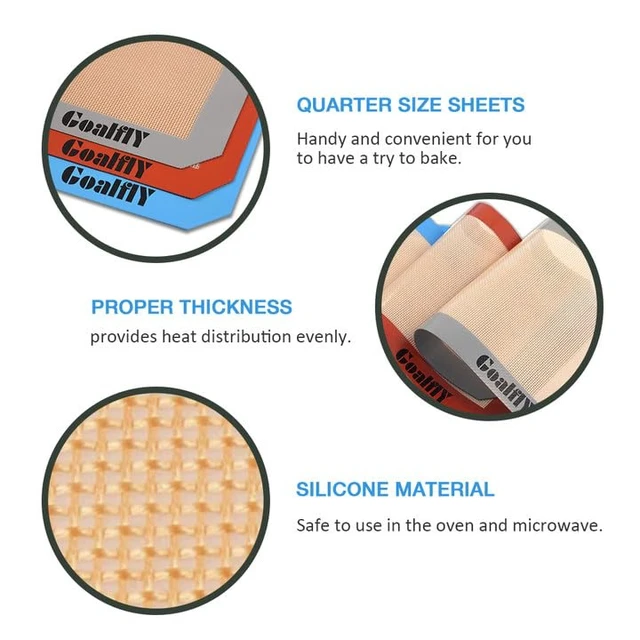 Alt view image 3 of 6 - Small Silicone Baking Mat, Quarter Sheet (11.8 x 8.5 In), 3 Pack | Non-stick, Heat-resistant, Reusable, For Oven, Toaster, Baking Pan, Air Fryer