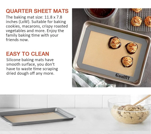 Alt view image 5 of 6 - Small Silicone Baking Mat, Quarter Sheet (11.8 x 8.5 In), 3 Pack | Non-stick, Heat-resistant, Reusable, For Oven, Toaster, Baking Pan, Air Fryer
