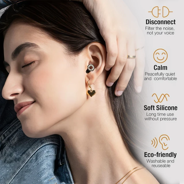 Alt view image 2 of 7 - Ear Plugs for Sleeping & Motorcycle Wind Noise, Reusable Noise Cancelling Earplugs with Soft Flexible Silicone for Hearing Protection, Sleep, Concerts & Focus, NRR 28dB, 8 Tips S/M/L/XL