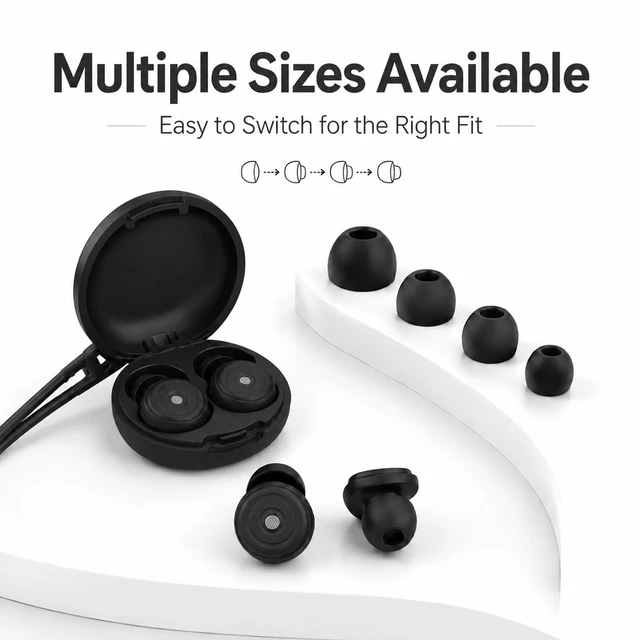 Alt view image 4 of 7 - Ear Plugs for Sleeping, 58dB Noise Reduction, Motorcycle Ear Plugs | Noise cancelling ear plugs for sleeping with dual-mode noise reduction, up to 58 dB for sleep, study, travel & work.