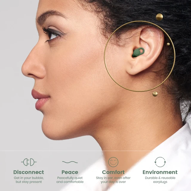 Alt view image 2 of 7 - Silicone Ear Plugs for Noise Reduction - Reusable Soft Comfortable Earplugs for Sleeping,Noise Sensitivity & Flights -16 Ear Tips in XS/S/M/L, with 2 Travel Boxes - 33dB Noise Cancelling (Olive Green)