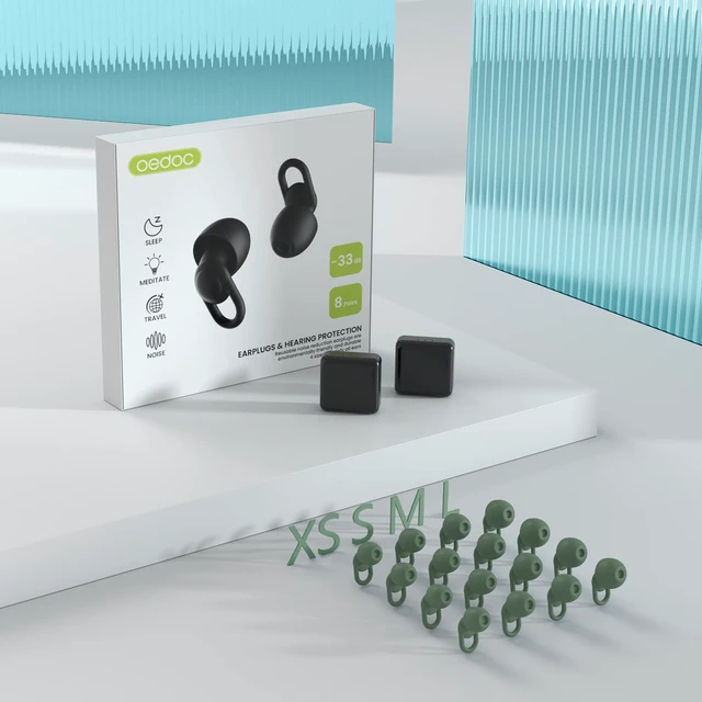 Alt view image 7 of 7 - Silicone Ear Plugs for Noise Reduction - Reusable Soft Comfortable Earplugs for Sleeping,Noise Sensitivity & Flights -16 Ear Tips in XS/S/M/L, with 2 Travel Boxes - 33dB Noise Cancelling (Olive Green)