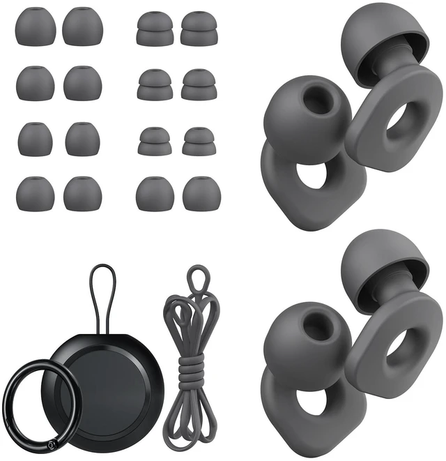 Main image of 2 Pairs of Earplugs for Sleeping,Reusable Hearing Protection Ear Plugs with 8 Pairs Ear Tips & One Connector Cord,Soft Earplugs for Noise Reduction,Concert,Musician & Work - 25dB-30dB