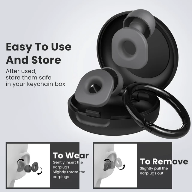 Alt view image 3 of 7 - 2 Pairs of Earplugs for Sleeping,Reusable Hearing Protection Ear Plugs with 8 Pairs Ear Tips & One Connector Cord,Soft Earplugs for Noise Reduction,Concert,Musician & Work - 25dB-30dB