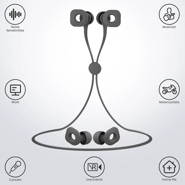 Alt view image 2 of 7 - 2 Pairs of Earplugs for Sleeping,Reusable Hearing Protection Ear Plugs with 8 Pairs Ear Tips & One Connector Cord,Soft Earplugs for Noise Reduction,Concert,Musician & Work - 25dB-30dB
