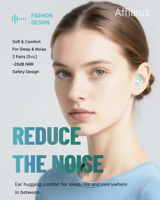 Alt view image 2 of 7 - Ear Plugs for Sleep and Noise Reduction, Soft & Comfort, 26dB | Snug Ear-Hug Fit, Side Sleep Comfort, Non-In-Ear, 2 Pairs 2 Sizes (S+L), Delicate Giftbox, Washable, Reusable