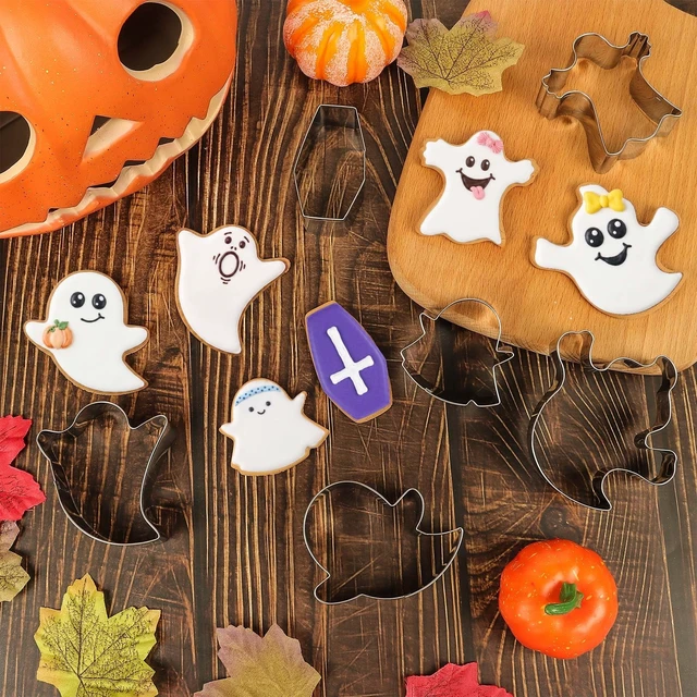 Alt view image 3 of 7 - 6 Pcs Halloween Cookie Cutters, 3 Inch Ghost Cookie Cutters, Ghost Stainless Steel Cutter for Halloween Baking Party Favors